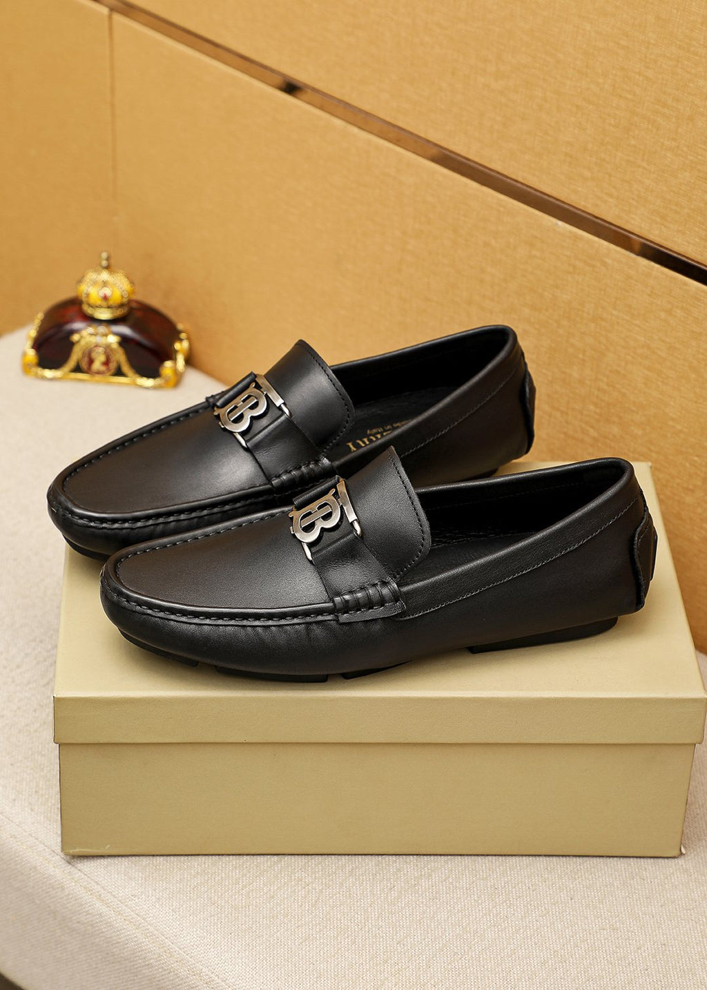 Burberry Black Metal Monogram Loafers
