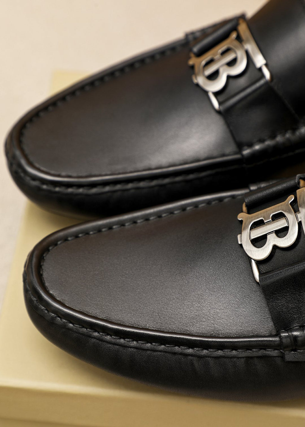 Burberry Black Metal Monogram Loafers