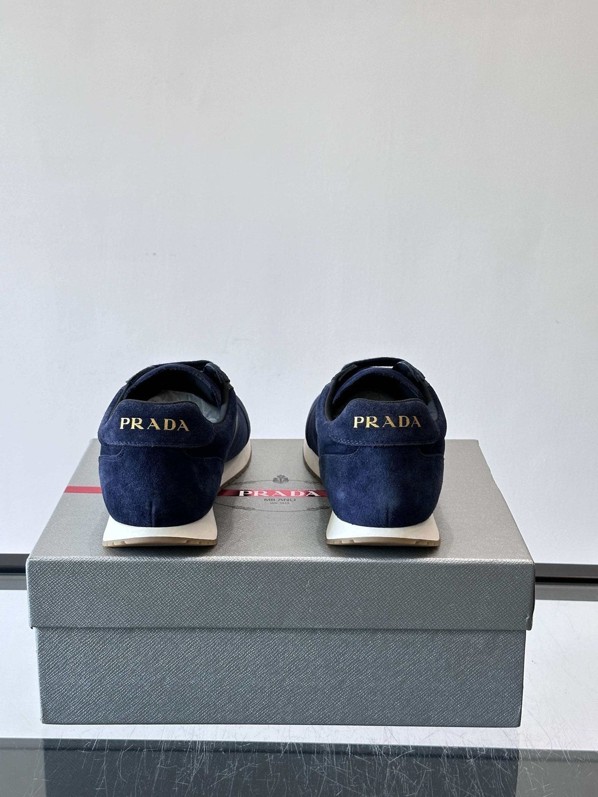 Prada Men's Navy Triangle Badge Sneakers