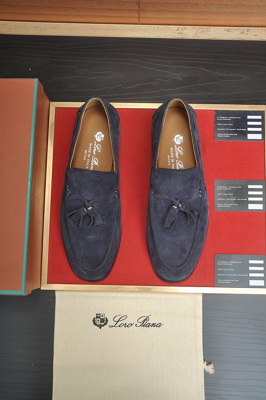 Loro Piana Men's Suede-Look Tassel Loafers