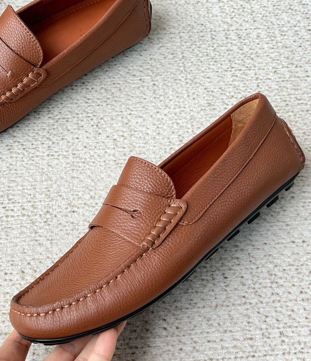 Zegna Men's Pebbled Leather Penny Loafers