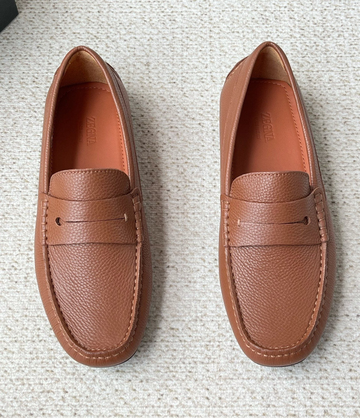 Zegna Men's Pebbled Leather Penny Loafers