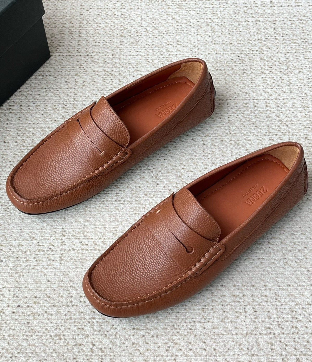Zegna Men's Pebbled Leather Penny Loafers