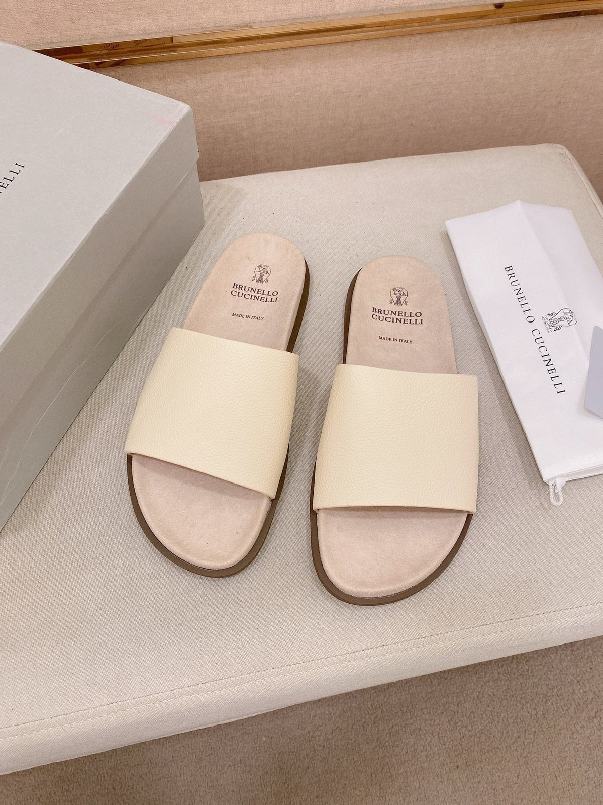 Brunello Cucinelli Men's Wide-Strap Slide Sandals - Wide Single-Strap Upper
