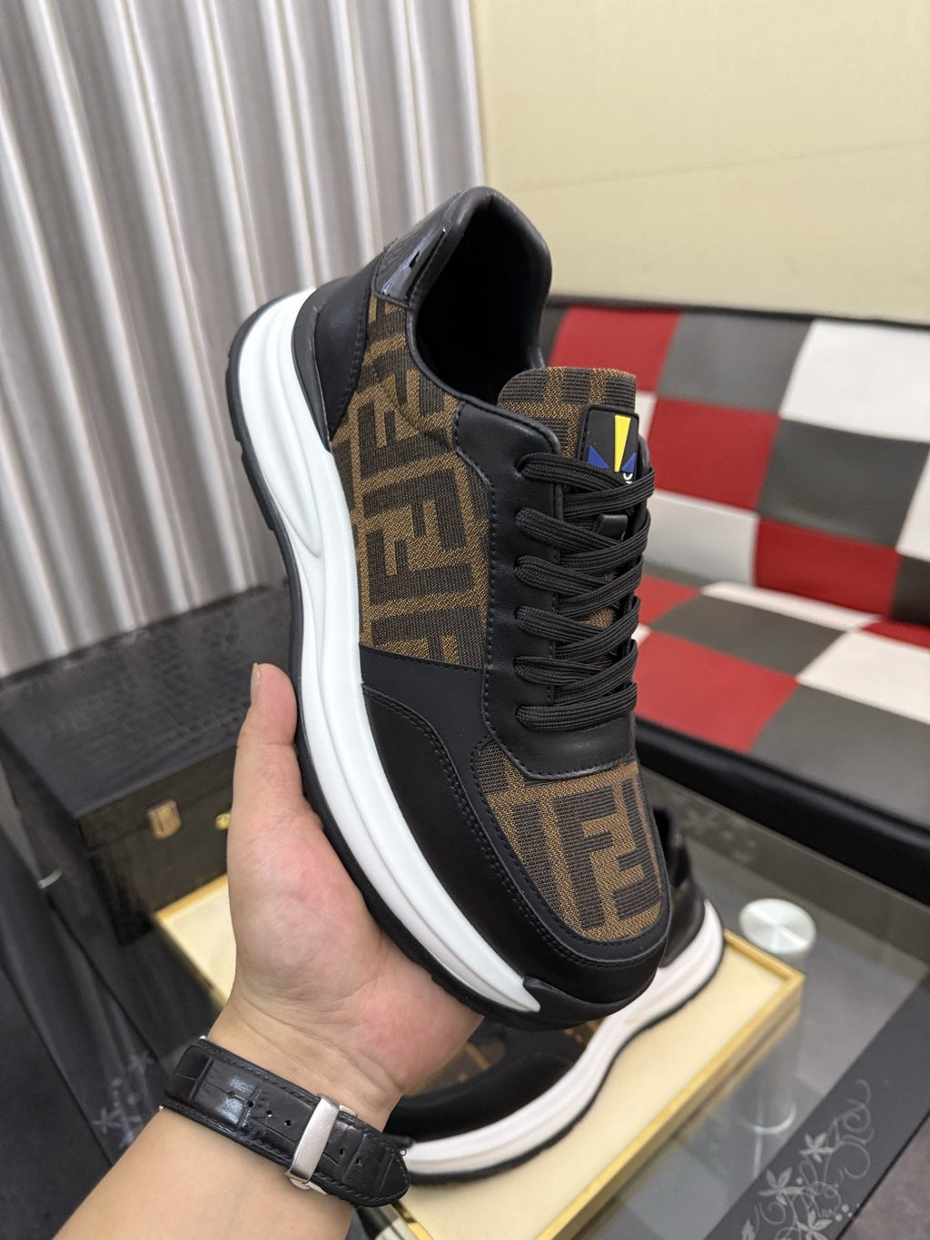 Fendi Men's Patterned Panel Sneakers