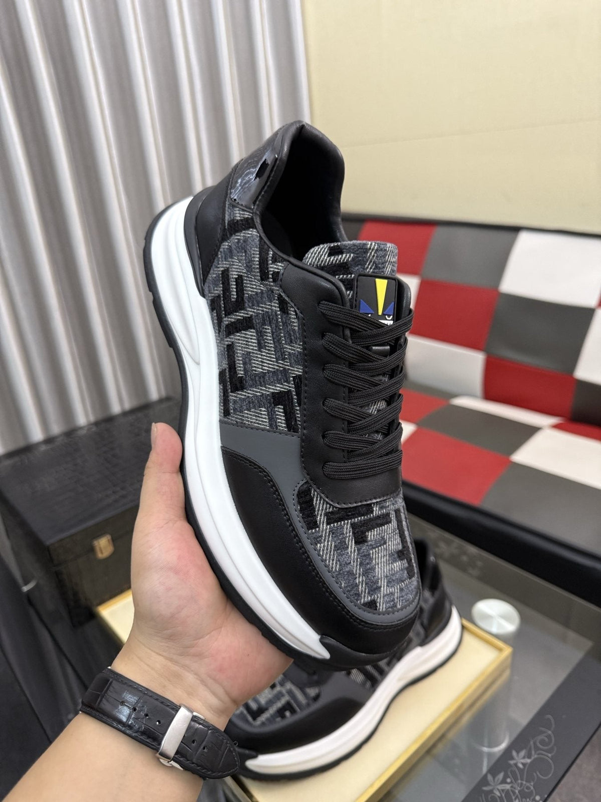 Fendi Men's Patterned Panel Sneakers