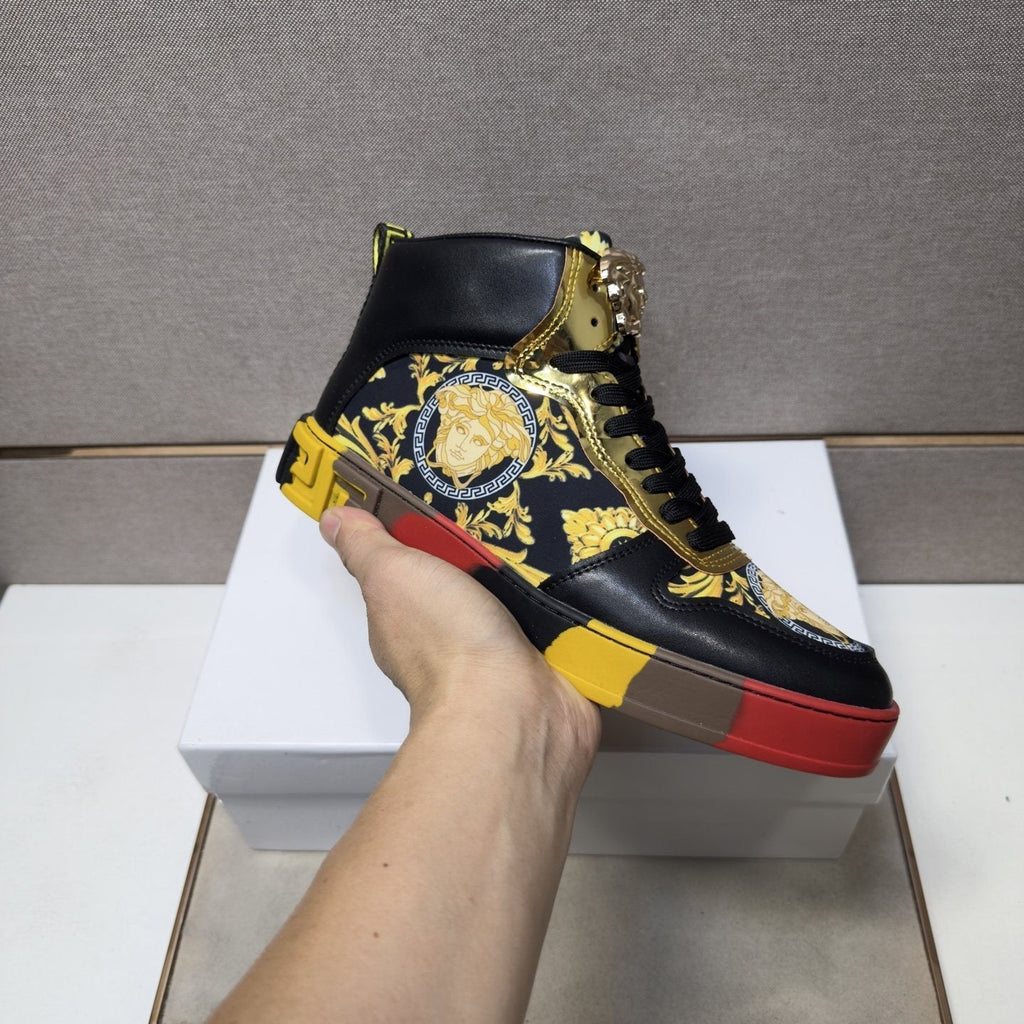 Versace Men's Gold High-Top Sneakers