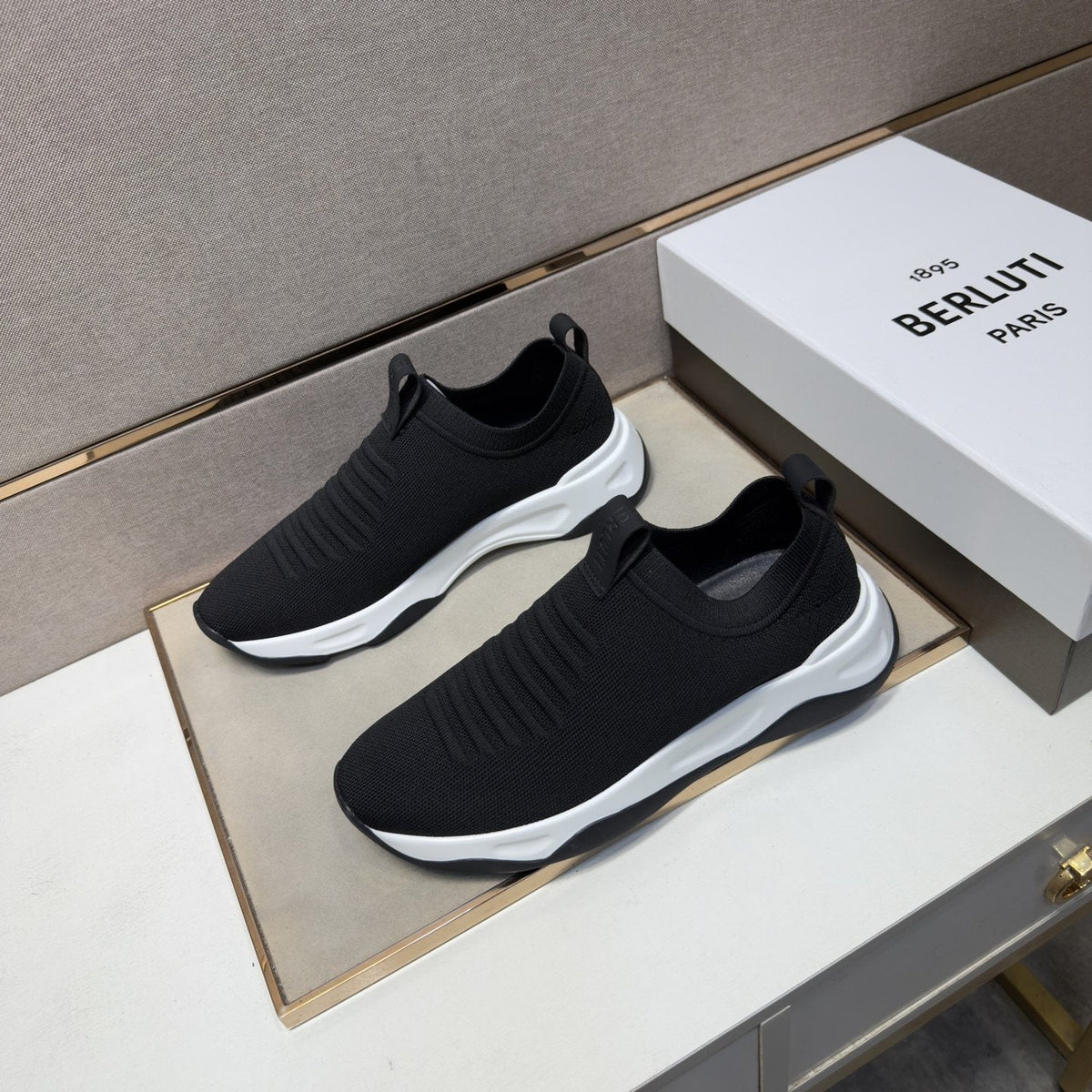 Berluti Men's Ribbed Slip-On Sneakers