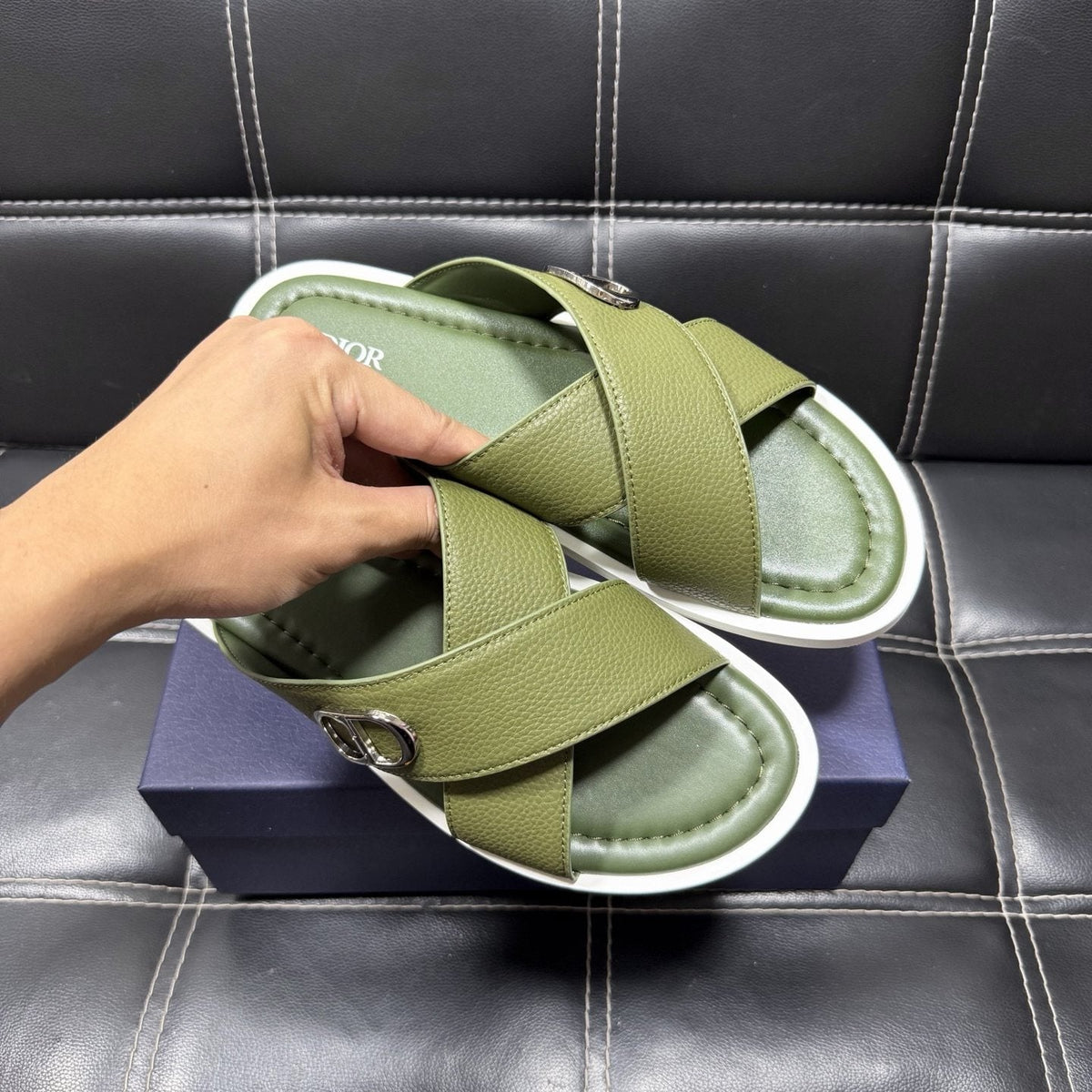 Dior Cross-Strap Slide Sandals
