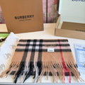 Burberry Blush Pink Plaid Fringed Scarf
