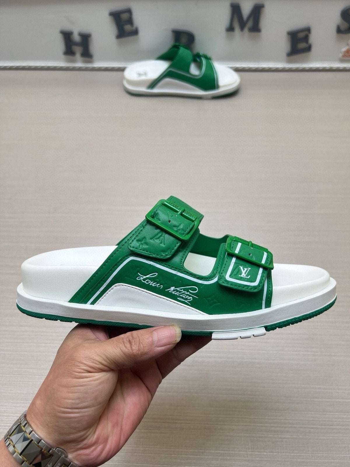 Louis Vuitton Double-Buckle Slide Sandals