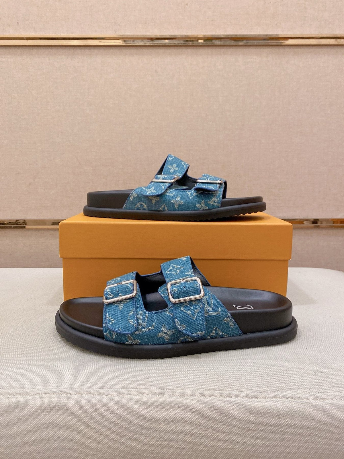 Louis Vuitton Men's Double-Buckle Slide Sandals
