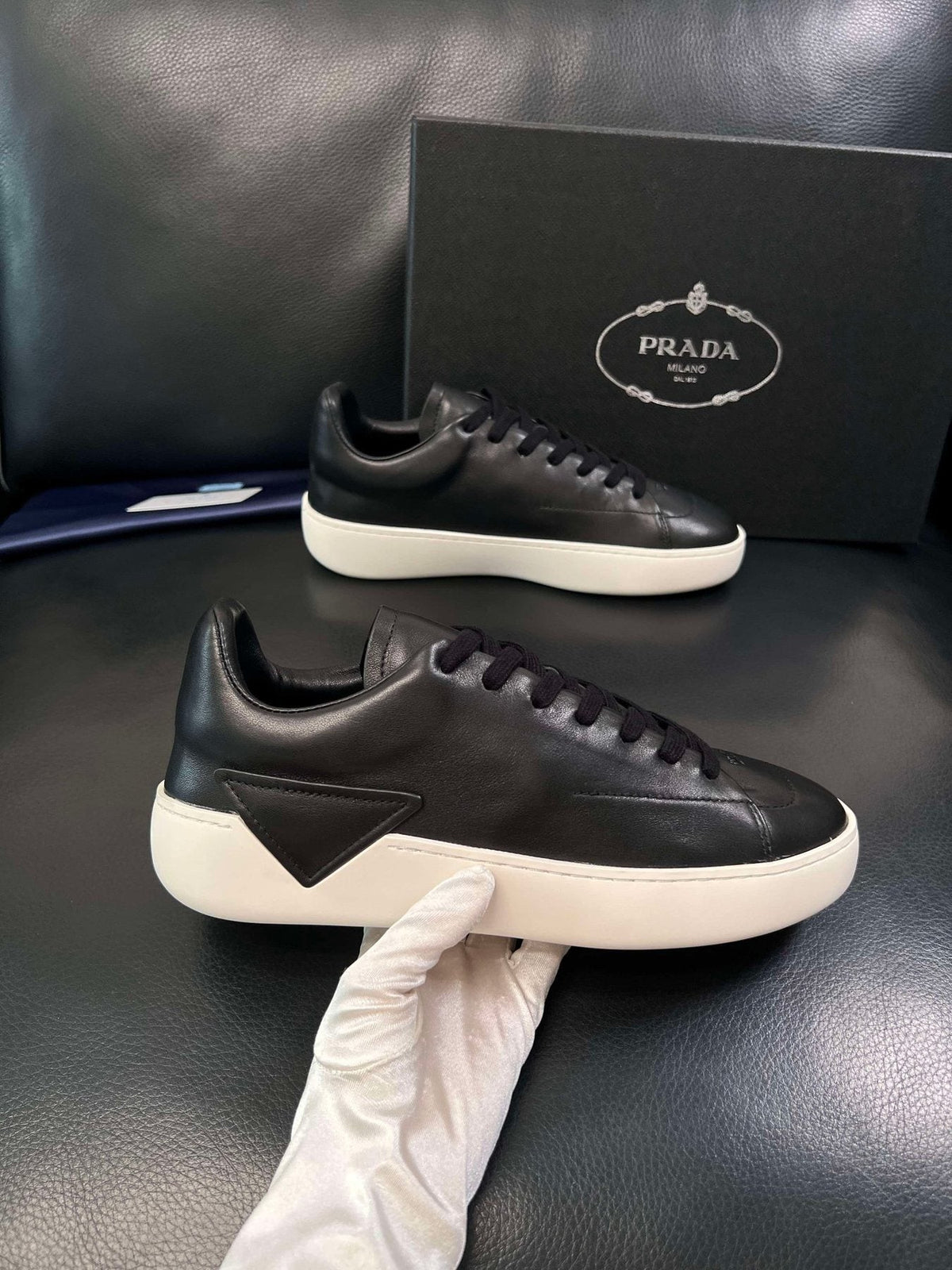 Prada Low-Top Leather Sneakers