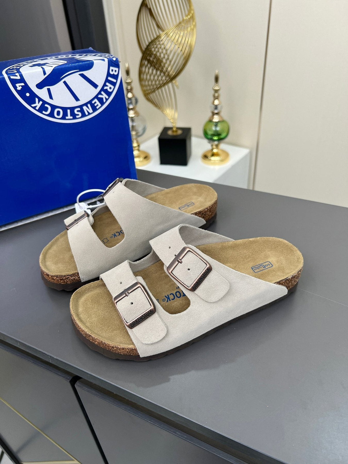 Birkenstock Two-Strap Buckle Slide Sandals